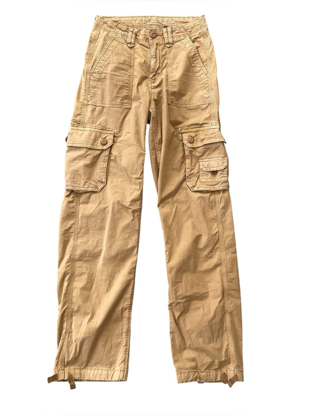 American Eagle Tan Stretch Cargo Baggy Jogger Pants 000 Regular